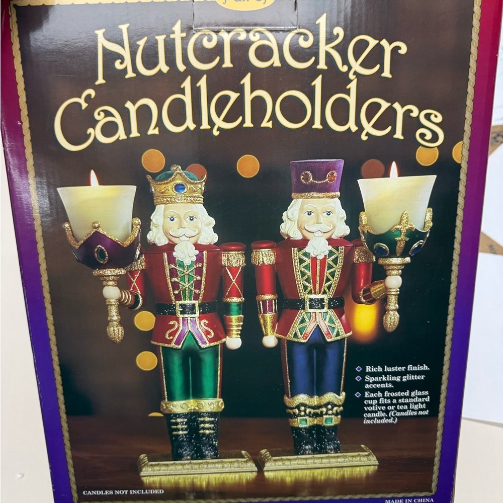 Nutcracker Candleholders with Glitter Accents